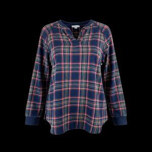 Erika & Taylor Intimates Women’s Size Small Plaid Flannel Henley Pajama Top